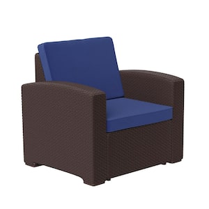 Brown Resin Outdoor Lounge Chair in Blue