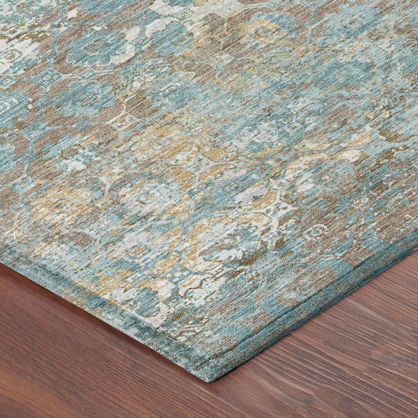 Chantille Machine Washable Indoor/Outdoor Abstract ACN2786 Teal 9 ft. x 12 ft. Area Rug