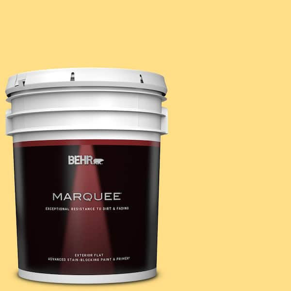 BEHR MARQUEE 5 gal. #330B-5 Yellow Corn Flat Exterior Paint & Primer