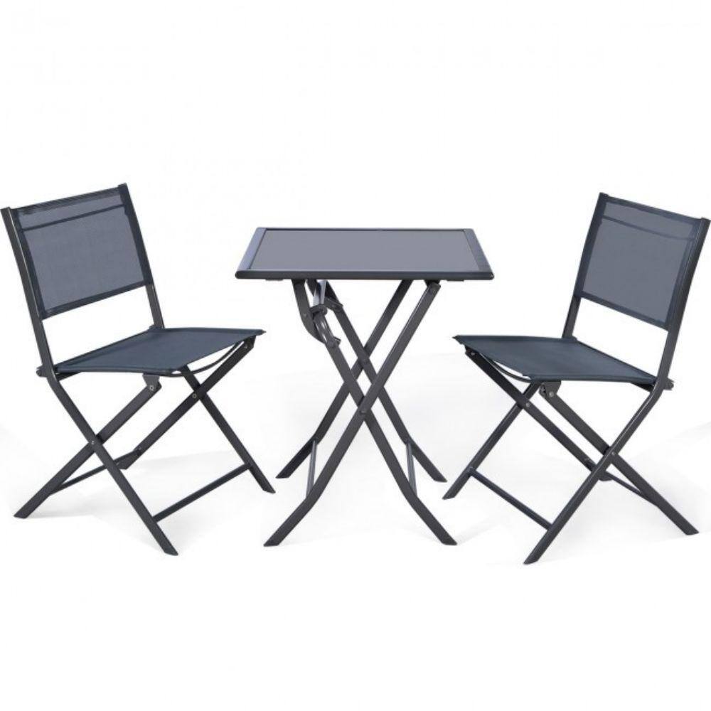Alpulon 3 Piece Metal Outdoor Patio Conversation Set Garden Backyard