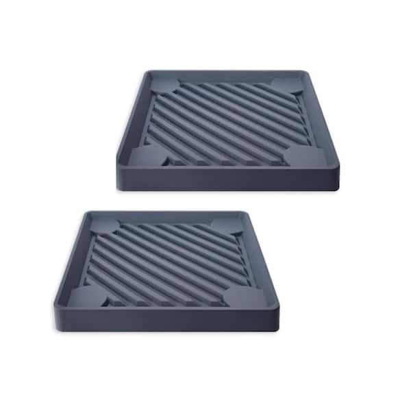 2 Pack Gray Resin Square Heavy Duty Plant Stand with Wheels (10 in. W x 2 in. H)