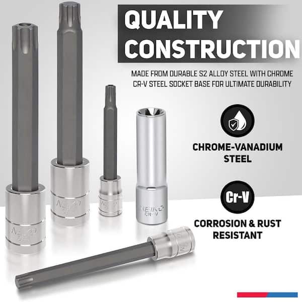 NEIKO 3/8 in. Drive Tamperproof Torx Plus Bit and E-Torx Deep