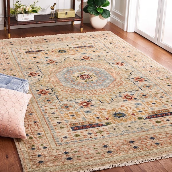 Samarkand 6 ft. x 9 ft. Ivory/Rust Ornate Sunburst Area Rug
