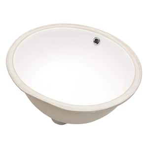 19"x16" Oval Shape Undermount Bathroom Sink in White Porcelain Ceramic Lavatory Vanity Sink with Overflow