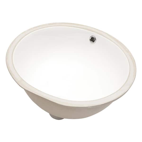 CASAINC 19"x16" Oval Shape Undermount Bathroom Sink in White Porcelain Ceramic Lavatory Vanity Sink with Overflow