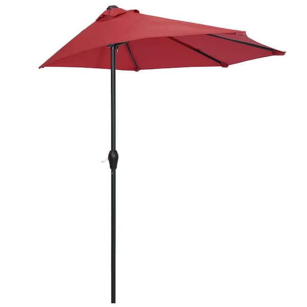 Karl home Folding Sunshade 9 ft. Market Half Patio Umbrella in Wine Red Color Red