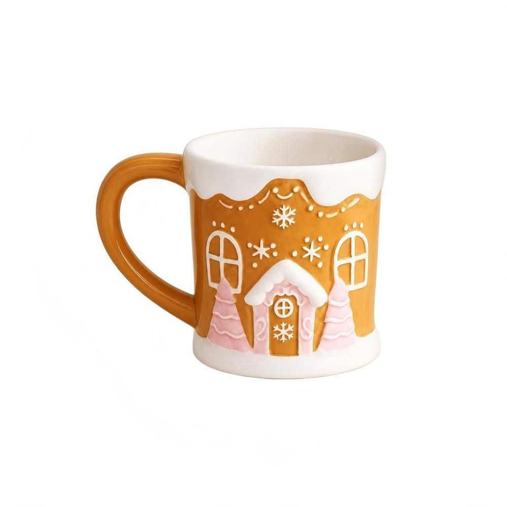Numhew 13 oz Cute Brown Ceramic Mug (Set of 1), Christmas