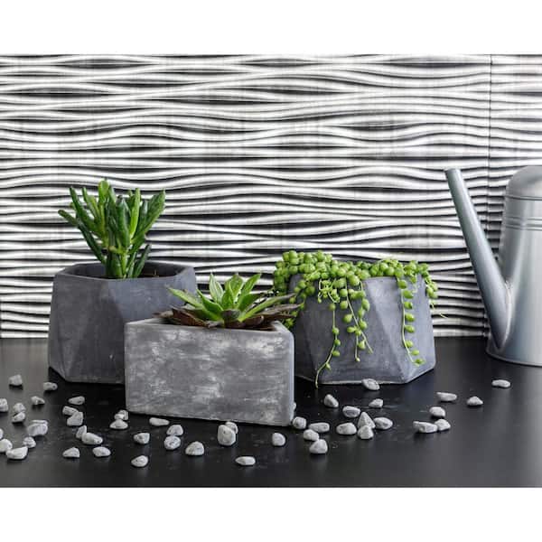 24.3 in. x 18.5 in. Wilderness Decorative 3D PVC Backsplash Panels in Crosshatch Silver 12-Pieces