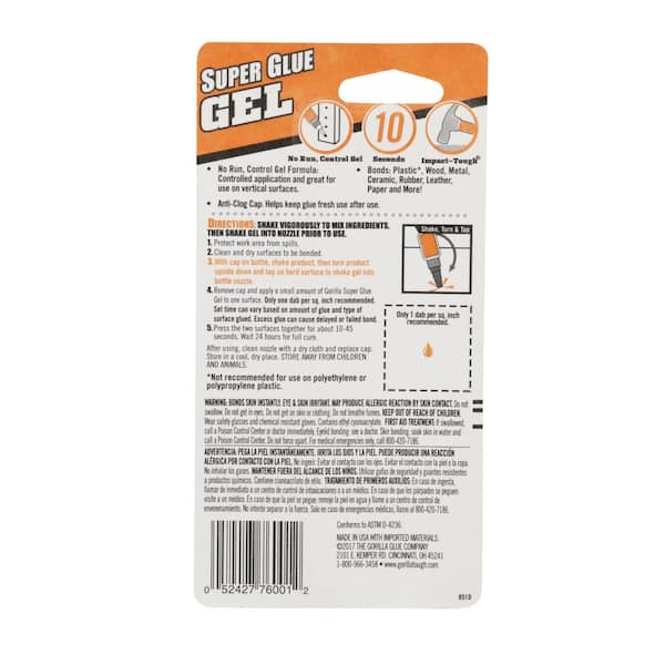 Gorilla Rubber Cement with Brush Applicator, 4 Fl oz, Clear, (Pack of 2)