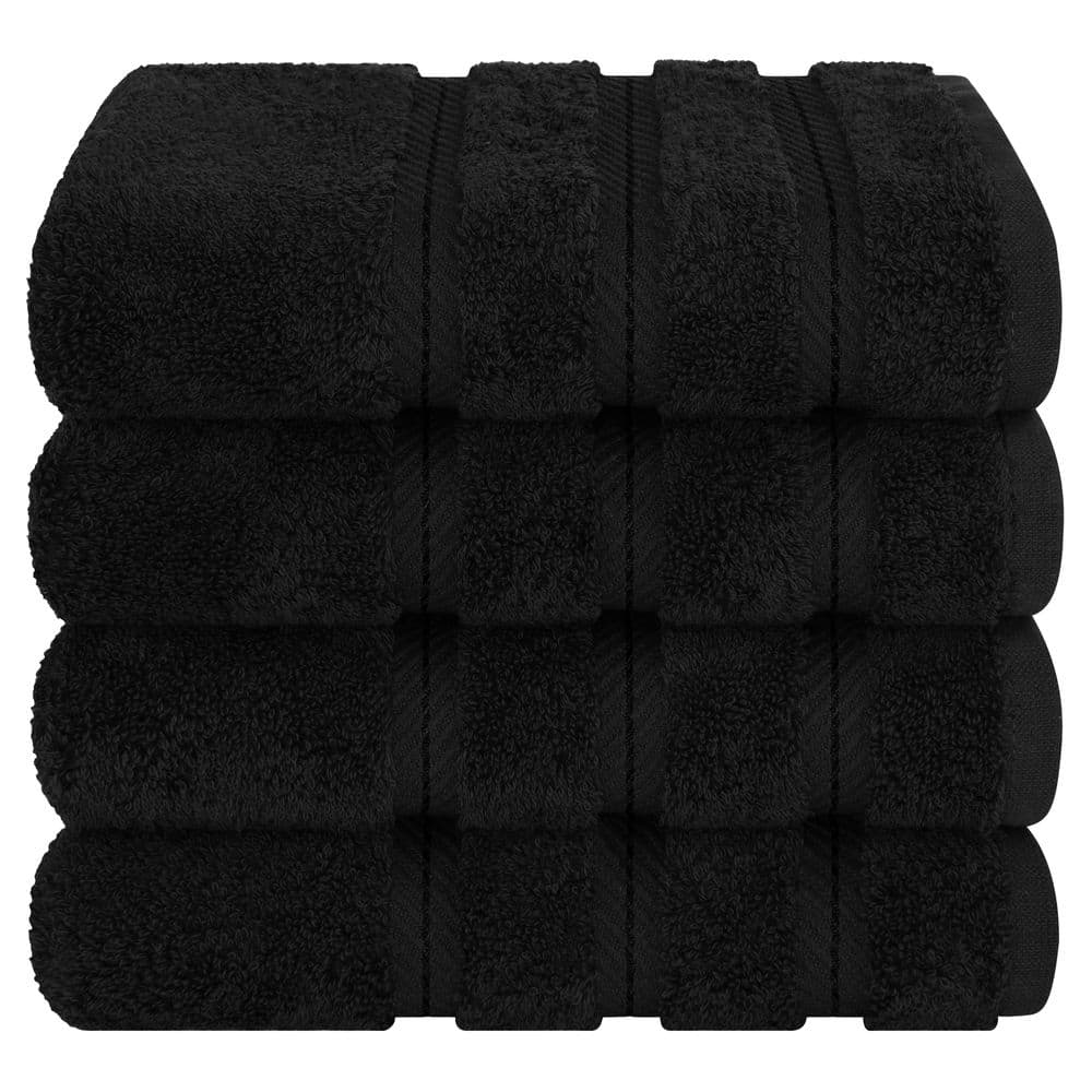 Melissa Linen Soft Hand Towels for Bathroom 2 Pack, Jet Black