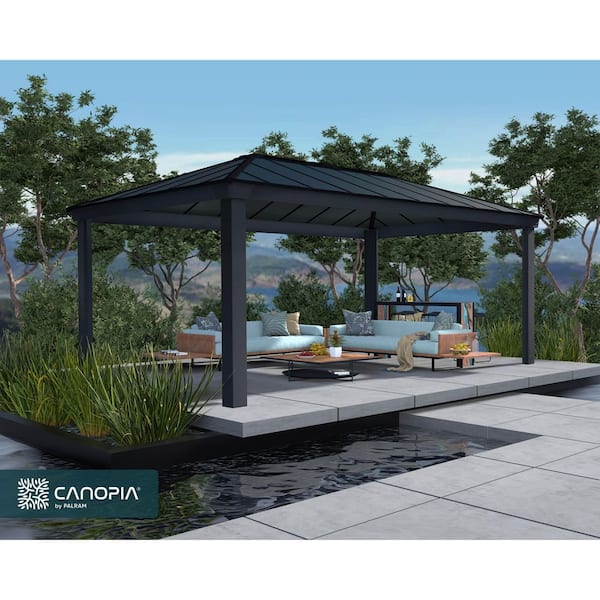 Dallas 12 ft. x 20 ft. Gray/Gray Opaque Outdoor Gazebo with Insulating and Sleek Roof Design