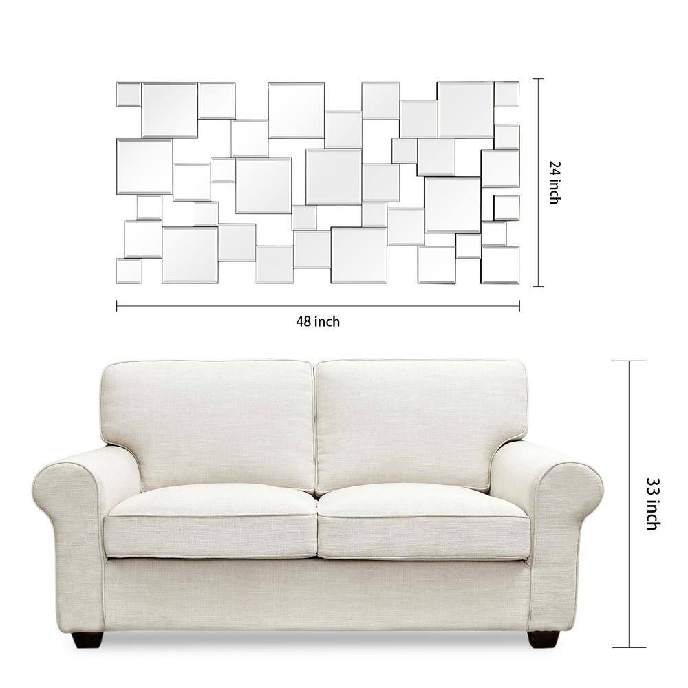 Elegant Frameless Rectangular Full Length Wall Mirror, 24" x 48"