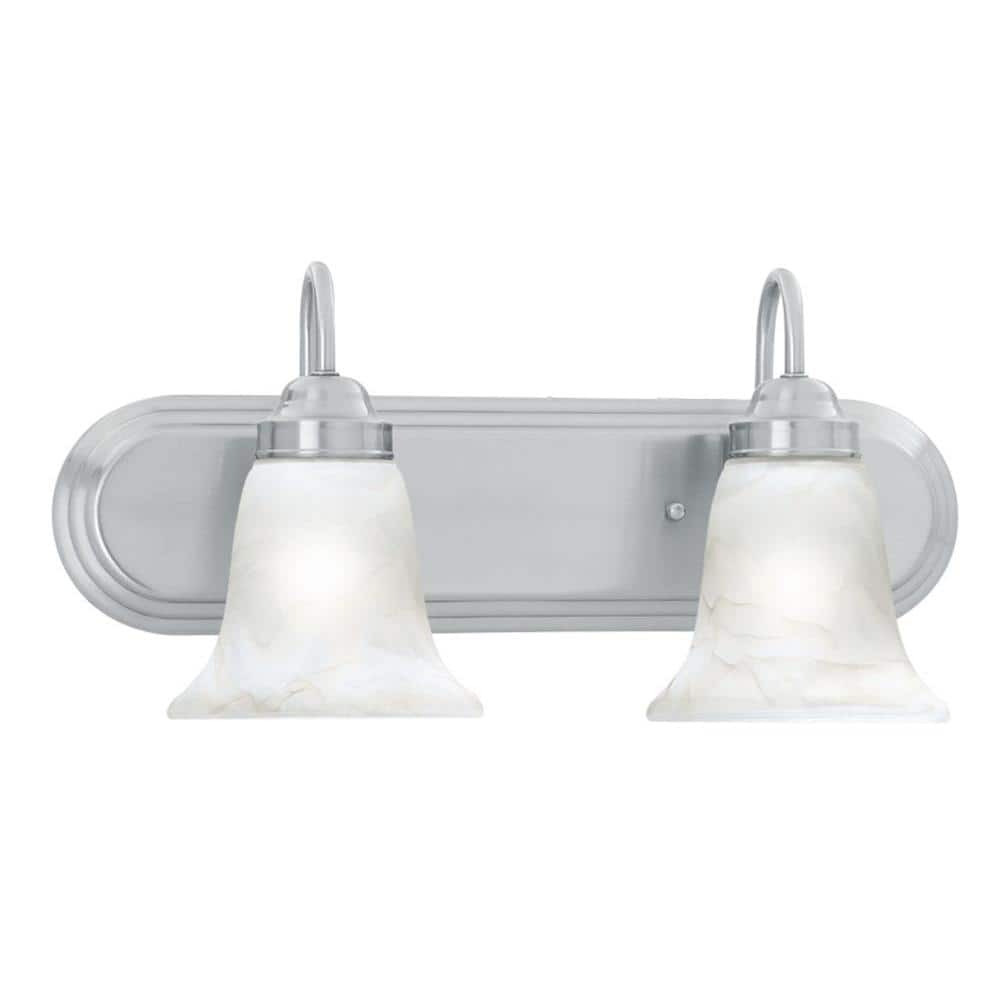 Homestead Brushed Nickel 2-Light Vanity with White Alabaster Glass