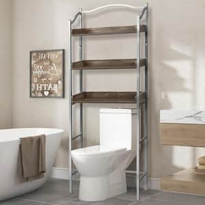 J&V TEXTILES Fresh Home 23.5 in. W x 65 in. H x 9.75 in. D White Metal  3-Shelf Over the Toilet Storage Space Saver in White 330-WH - The Home Depot