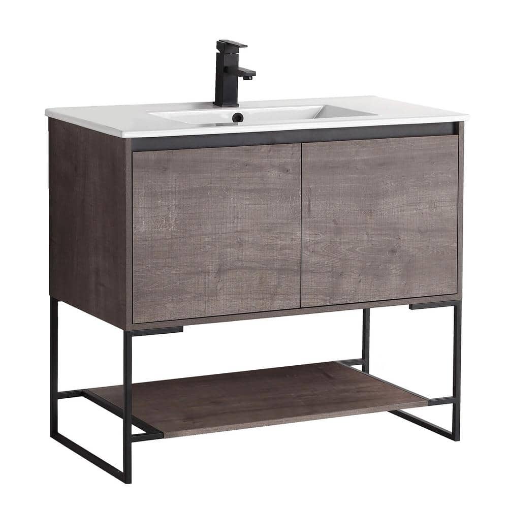Urbania 36 in. W x 18.5 in. D x 33.5 in. H Bath Vanity in Classic Gray with Ceramic Vanity Top in White with White Basin price history on PriceWatchPro