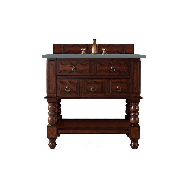 James Martin Vanities Castilian 36 in. W x 23.5 in. D x 33.8 in. H Single Bath Vanity in Aged Cognac with Cala Blue Quartz Top