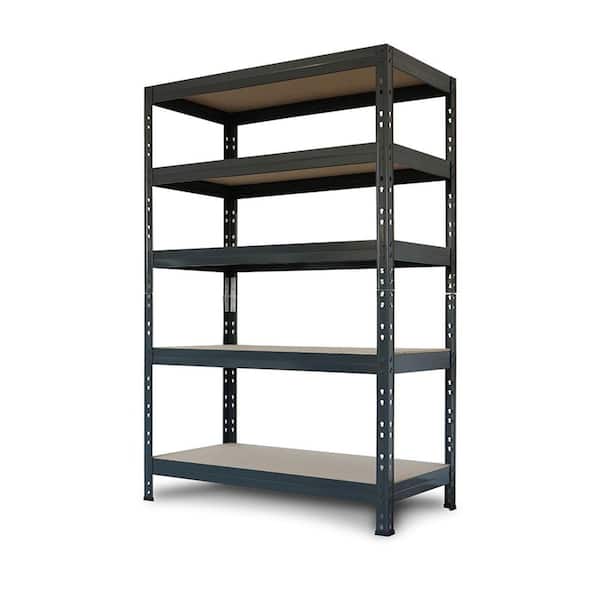 AR SHELVING Basics Series 5-Tier Powder-Coated Steel Storage Shelving Unit, Dark Gray, HDF Racks (35.4 in. W x 71 in. H x 16 in. D)