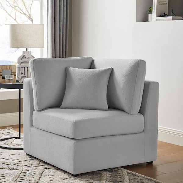 Chandler Gray Polyester Performance Fabric Corner Wedge Arm Chair