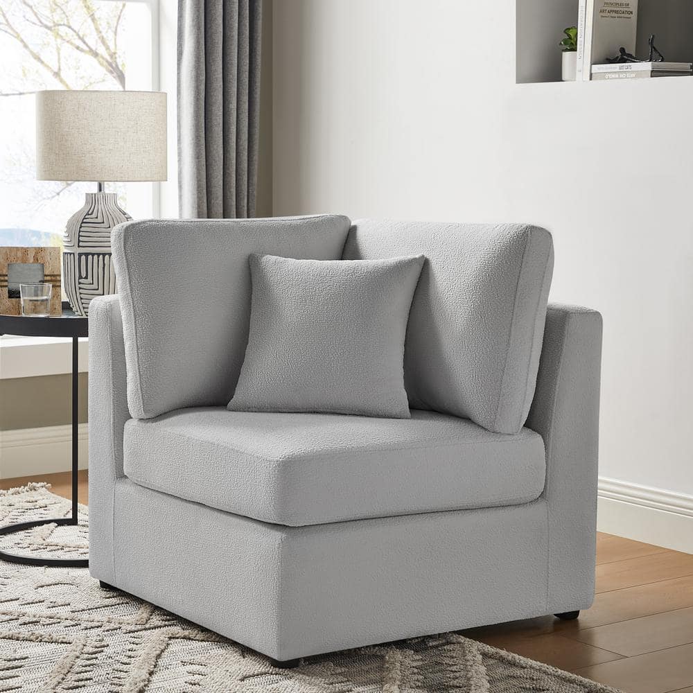 Chandler Gray Polyester Performance Fabric Corner Wedge Arm Chair