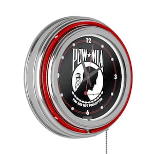 P.O.W. Red Logo Lighted Analog Neon Clock
