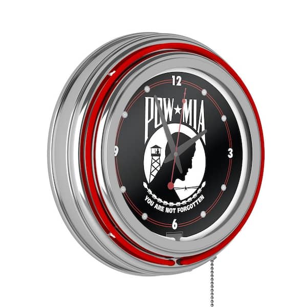Unbranded P.O.W. Red Logo Lighted Analog Neon Clock