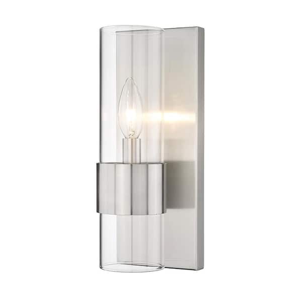 Unbranded Lawson 4.75 in. 1-Light Wall Sconce Brushed Nickel with Clear Glass Shade