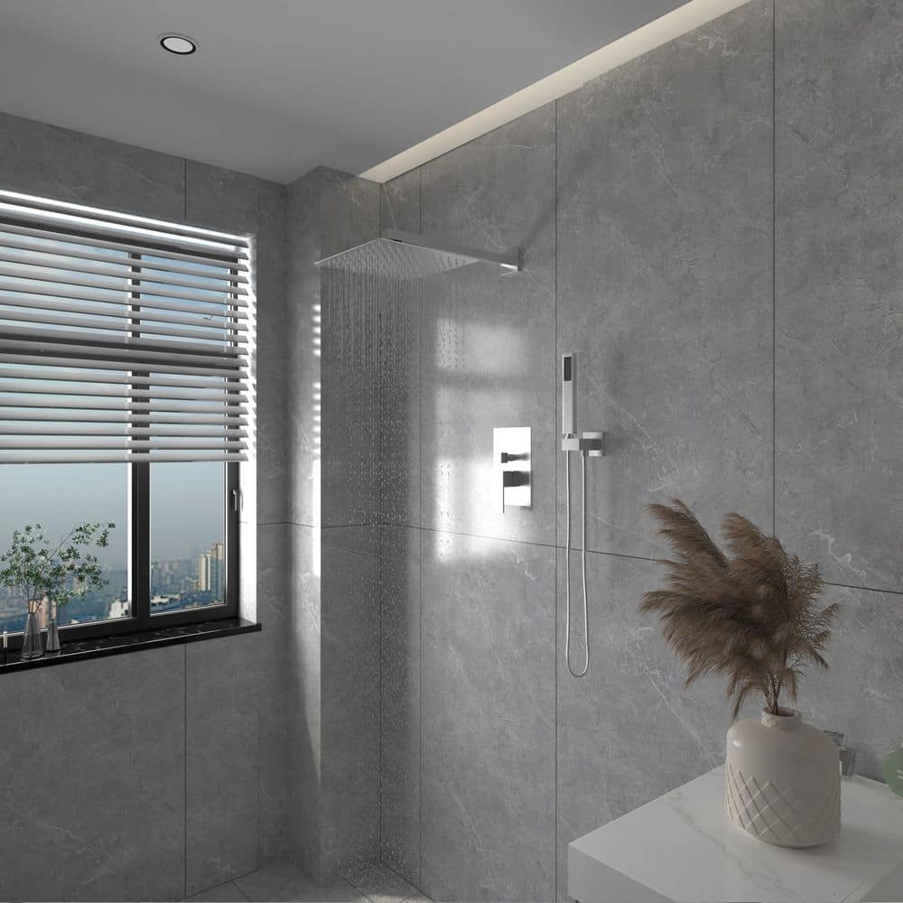 10 Inch Brushed Nickel Square Rain Shower Combo Set
