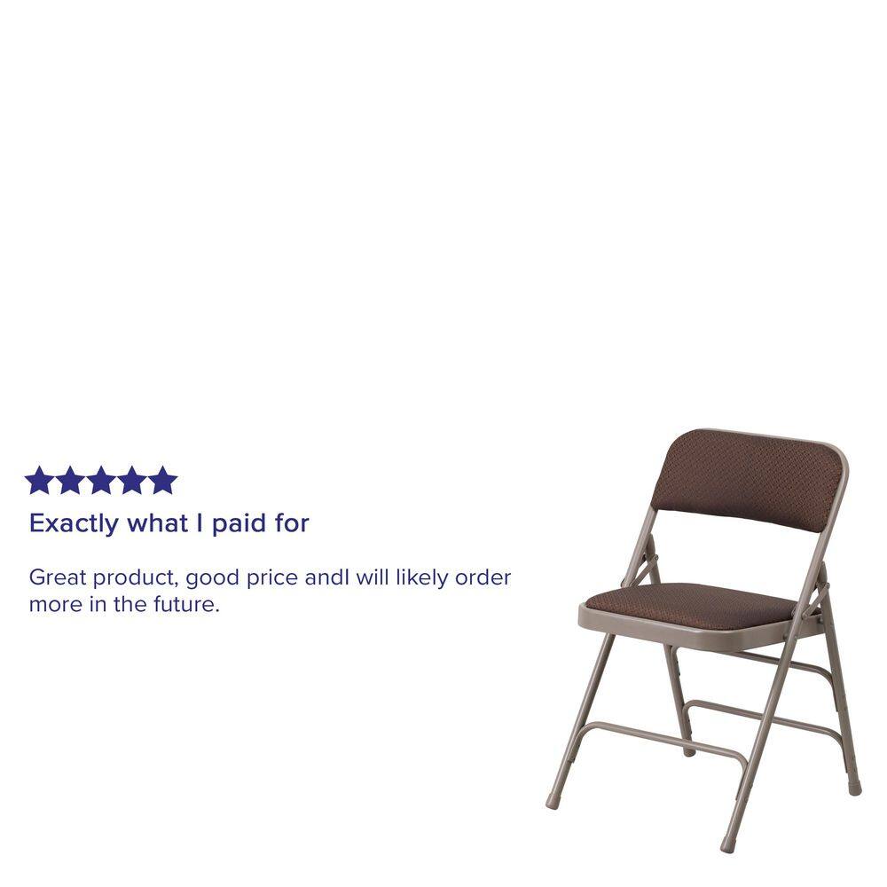 Executive Brown Patterned Fabric Armless Metal Folding Chair