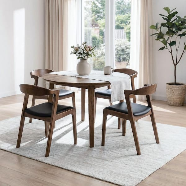 Ashcroft Furniture Co Roxy Mid-Century Modern Black Vegan Leather