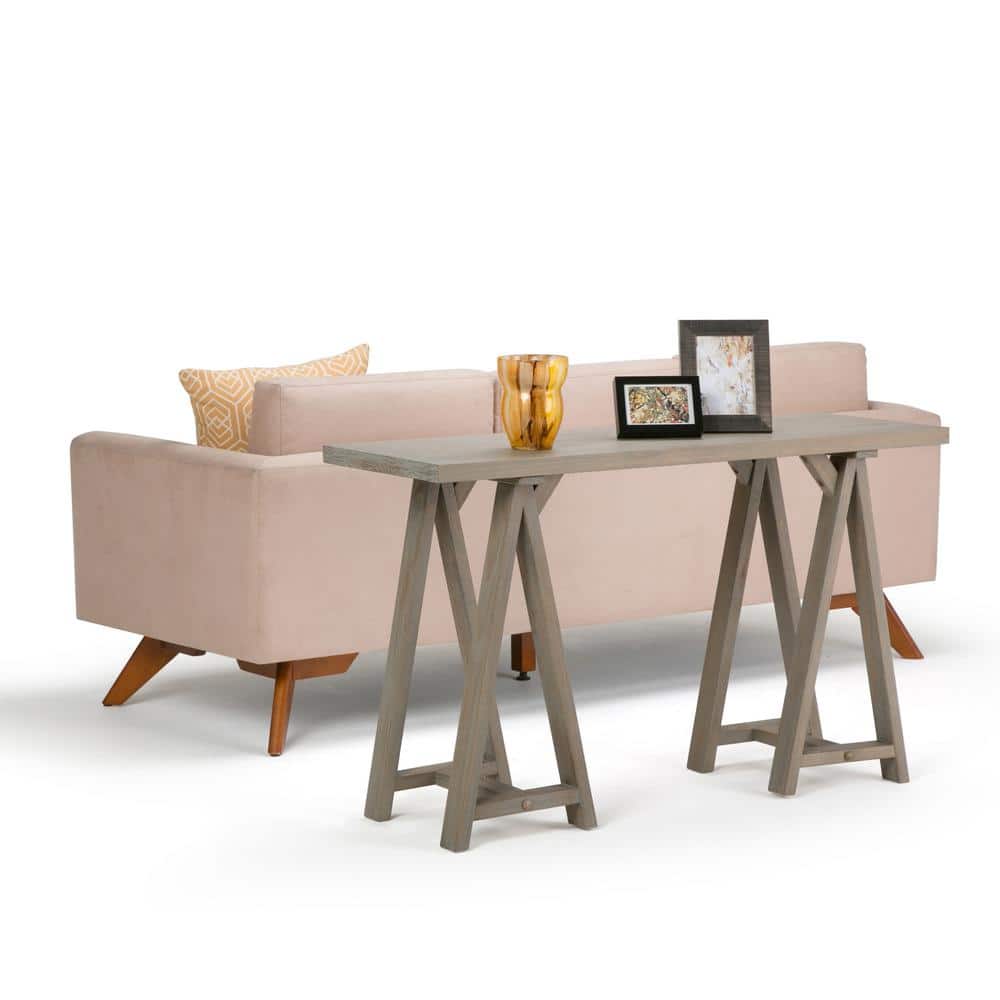 Distressed Gray 50" Wood Rectangular Console Table
