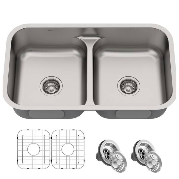 501L 16-Gauge Undermount Offset Double Bowl Stainless Steel Kitchen Sink