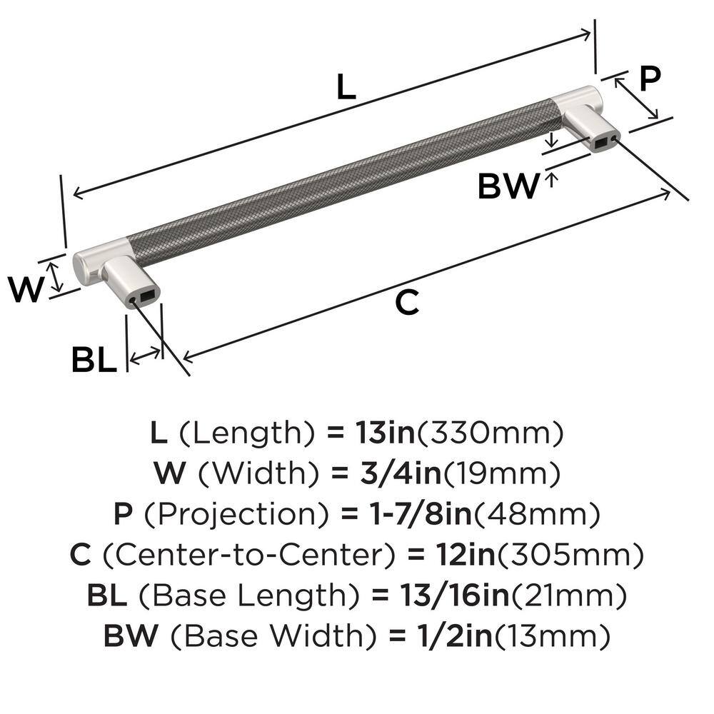 Polished Nickel and Gunmetal Modern Industrial Appliance Pull
