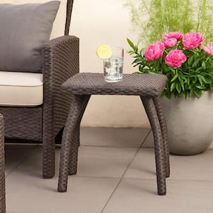 Honi Brown Square Iron Outdoor Side Table without Extension