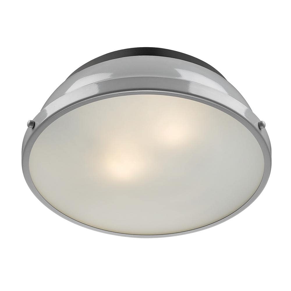 Matte Black and Gray Glass Bowl Ceiling Light
