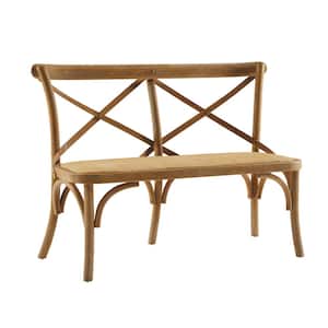 Posy Natural Brown Bentwood Dining Bench X-Back 48.25 in. W
