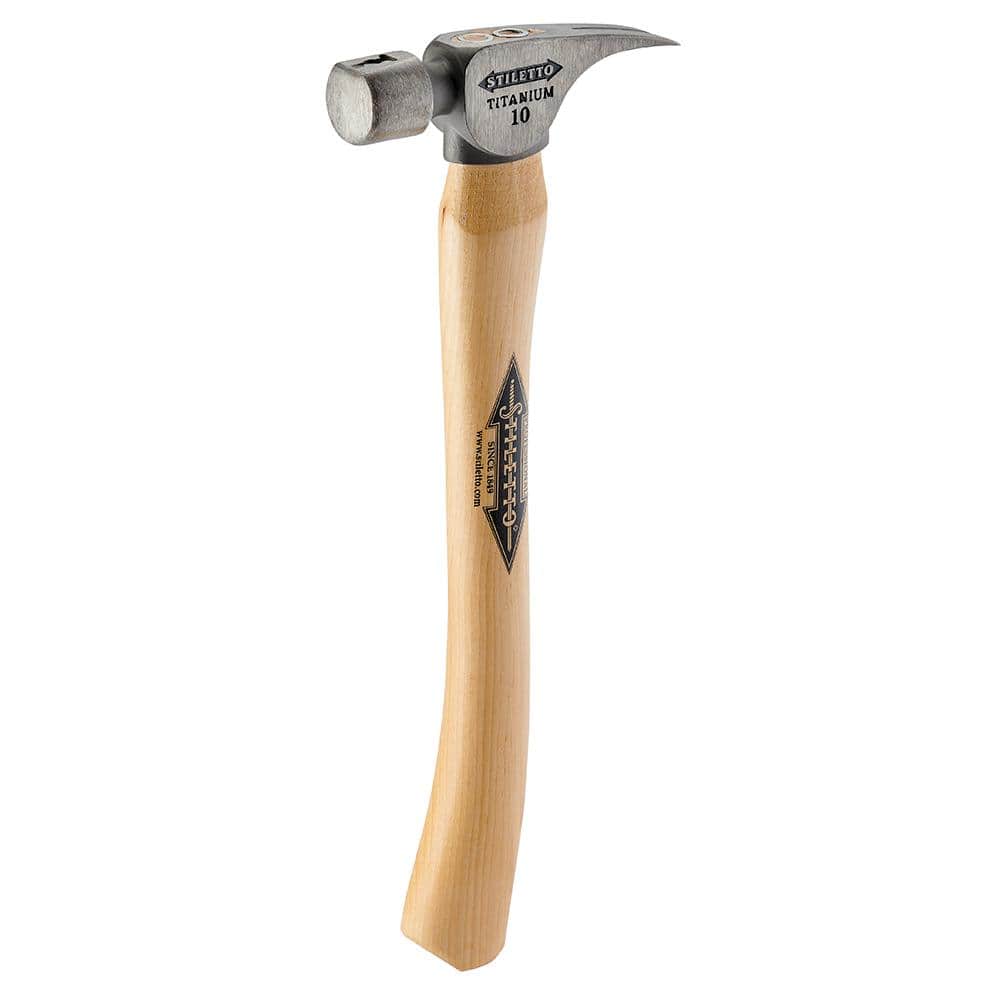 Stiletto 10 oz. Titanium Smooth Face Hammer with 14 1/2 in. Curved Hickory Handle FH10C - Home Depot
