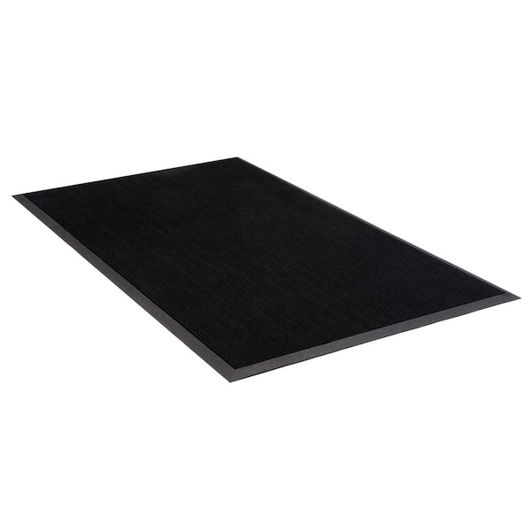 Trooper Black 3 ft. x 6 ft. Rubber Non-Slip Indoor Commercial Door Mat