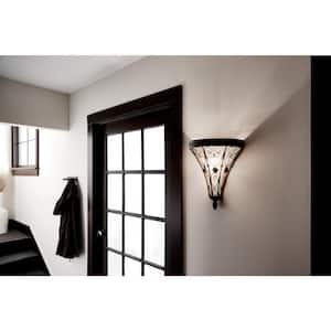 Marchesa 1-Light Terrene Bronze Bathroom Indoor Wall Sconce Light with Piastra Glass Shade
