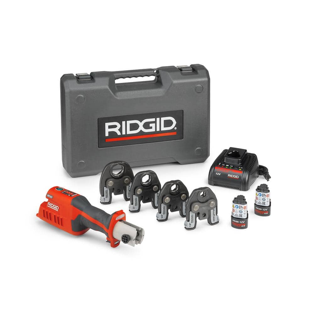 Ridgid Rp 241 Compact Press Kit With 1 2 In To 1 1 4 In Propress Jaws 57363 The Home Depot