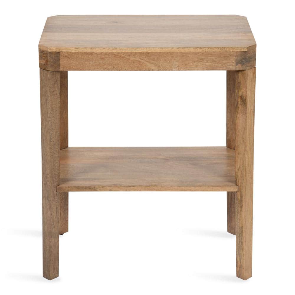 Natural Mango Wood Two-Tier Side Table