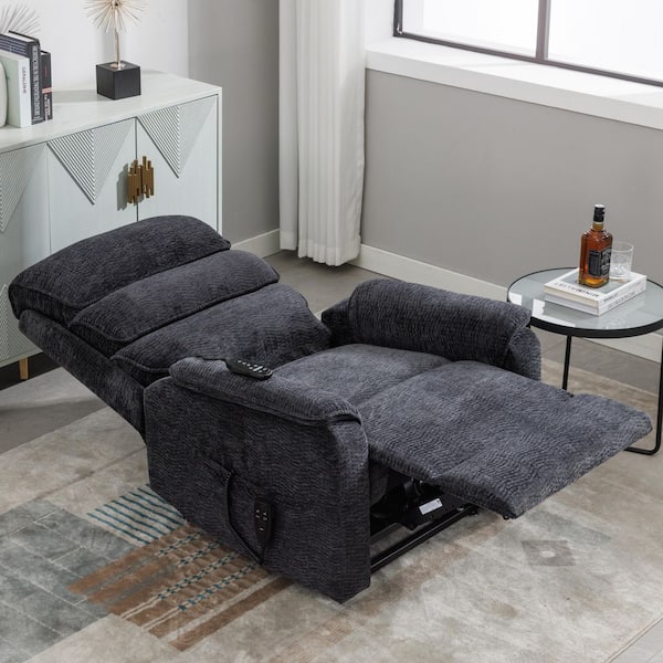 Grey Chenille Dual Motor Infinite Position Up to 350 lbs. Power Lift Recliner Chair with Heat Massage