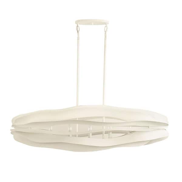 Savoy House Striata 5-Light White Cashmere Linear Chandelier with Handcrafted Metal Petals