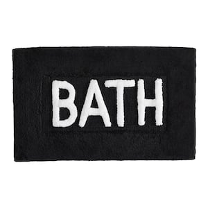 Cotton Bath 21 in. x 34 in. Black Bath Rug