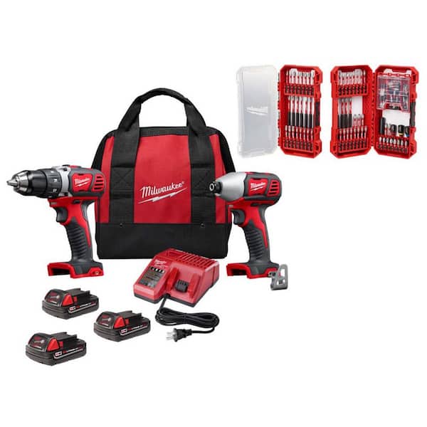 M18 18V Lith-Ion Cordless Drill/Impact Driver Combo Kit 2-Tool W/ Two 1. 5Ah Battery, Charger, 2.0 Ah Battery, & Bit Set