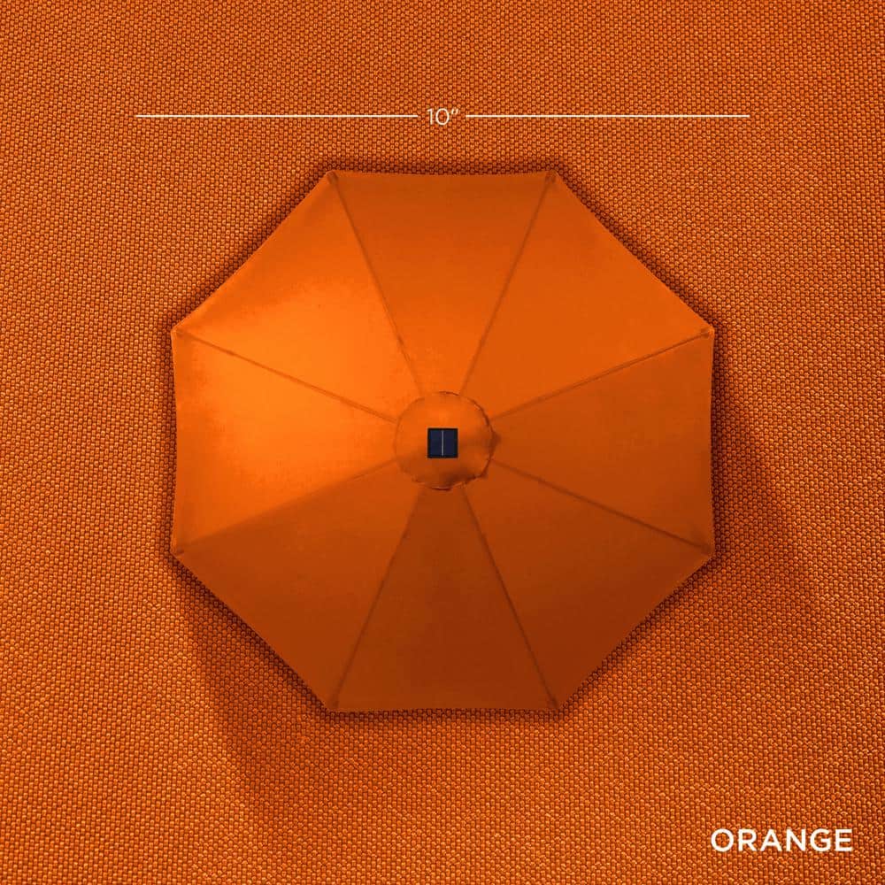 10ft Orange Solar LED Lighted Patio Umbrella with Tilt Adjustment