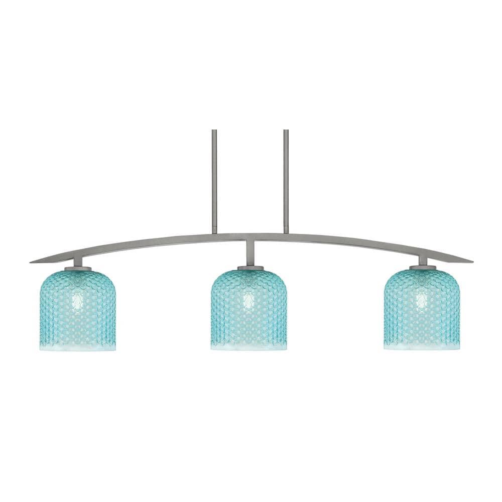 Siena 41 in. 3-Light Graphite Chandelier with 7 in. Turquoise Textured Glas