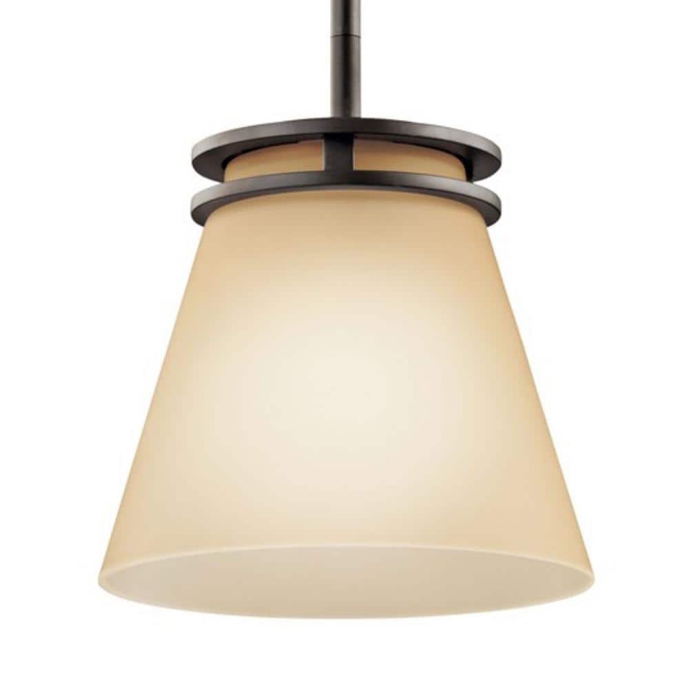 Olde Bronze 8'' Modern Mini Pendant with White Glass Shade
