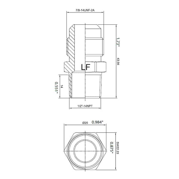 5/8 in. Flare x 1/2 in. MIP Brass Adapter Fitting