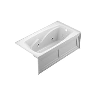 CETRA 60 in. Acrylic Right Drain Rectangular Alcove Whirlpool Bathtub in White