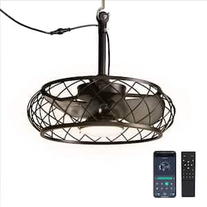 20 in. Smart Indoor/Outdoor Black Plug-in Chandelier Ceiling Fan with Dimmable Led Lights for Patio